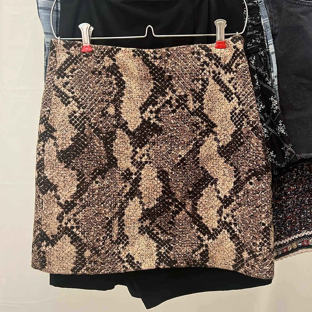 Tweed Snake Print Mini Skirt